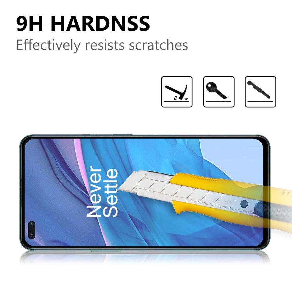 OnePlus Nord / Nord 2 (5G) Hærdet Glas - Case Friendly - Skærmbeskyttelse - Sort Ramme