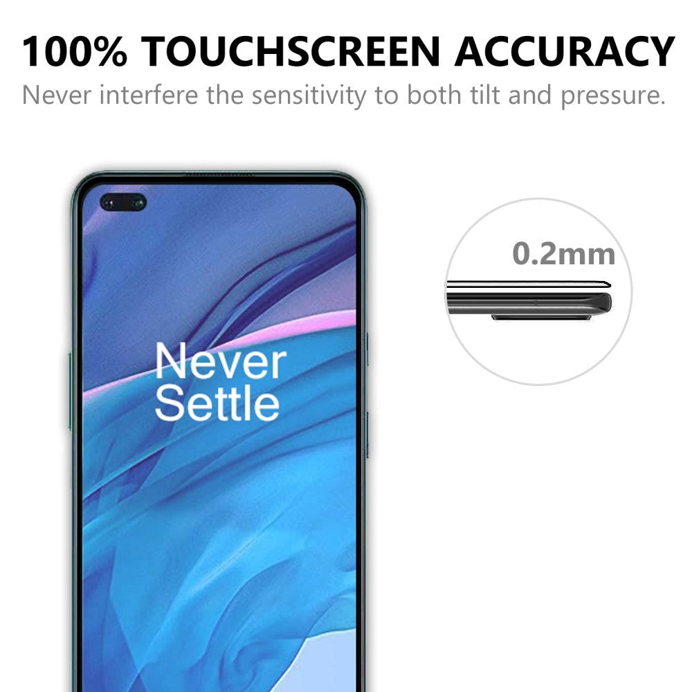 OnePlus Nord / Nord 2 (5G) Hærdet Glas - Case Friendly - Skærmbeskyttelse - Sort Ramme