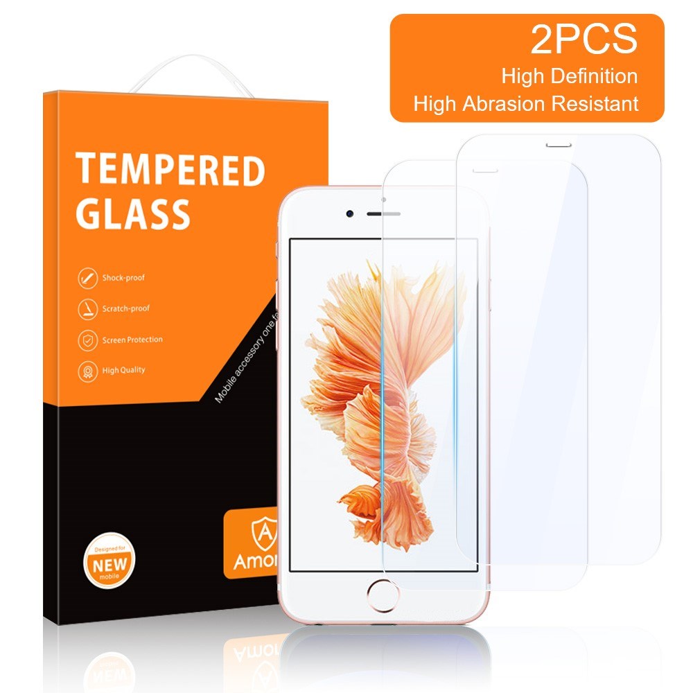iPhone 8 Plus / 7 Plus / 6(s) Plus AMORUS Hærdet Glas Skærmbeskyttelse - Case Friendly - Gennemsigtig (2.stk.)