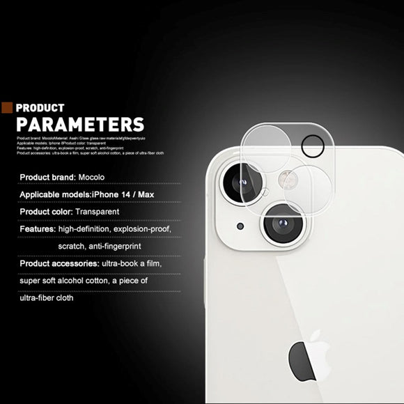iPhone 14 / 14 Plus Mocolo Beskyttelsesglas til Kameralinse - Case Friendly - Gennemsigtig