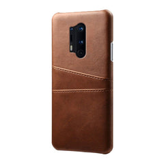 OnePlus 8 Pro Læderbetrukket Plastik Cover m. Kortholder - Brun