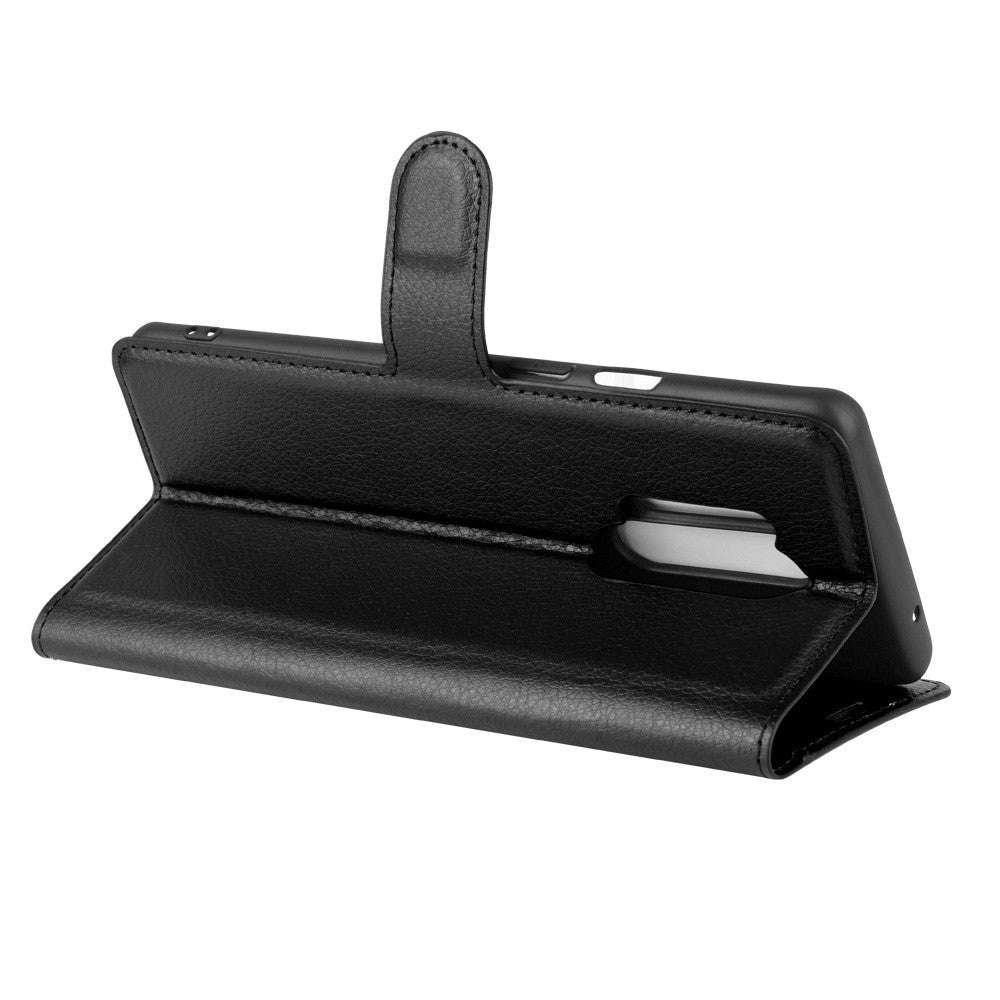 OnePlus 8 Pro Litchi Læder Cover m. Pung - Sort