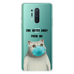 OnePlus 8 Pro Fleksibel Plastik Cover m. Print - Gennemsigtig / Kat m. Mundbind
