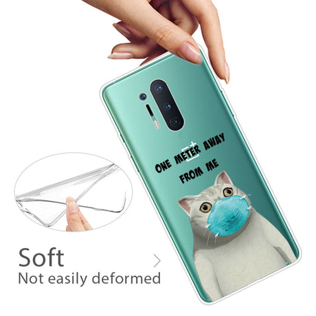 OnePlus 8 Pro Fleksibel Plastik Cover m. Print - Gennemsigtig / Kat m. Mundbind