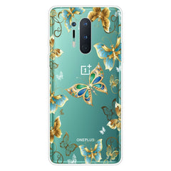 OnePlus 8 Pro Fleksibel Plastik Cover m. Print - Gennemsigtig / Sommerfugle