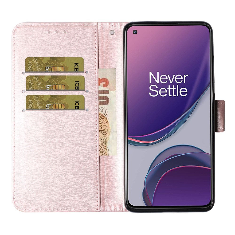 EIDERWOOD OnePlus 8T Kunstlæder Cover m. Strop & Kortholder - Rose Gold