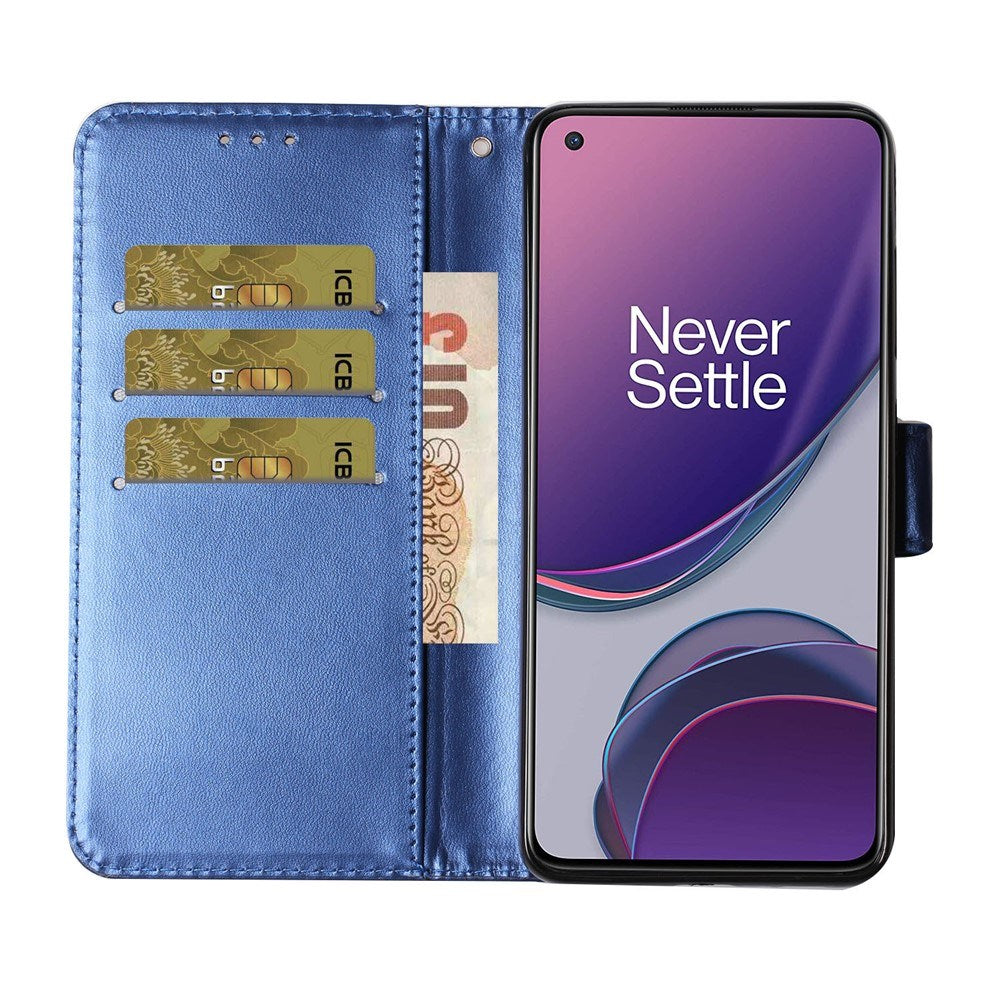 EIDERWOOD OnePlus 8T Kunstlæder Cover m. Strop & Kortholder - Blå
