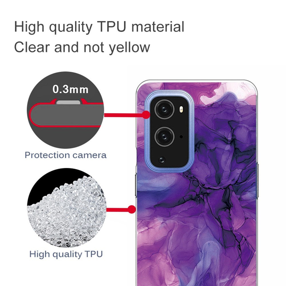 EIDERWOOD OnePlus 9 Pro Fleksibelt Plastik Cover m. Marmordesign - Lilla