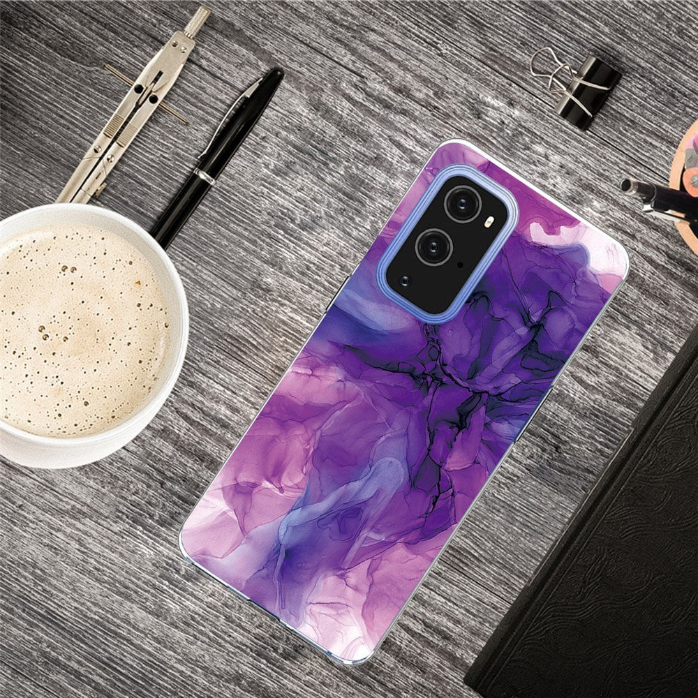 EIDERWOOD OnePlus 9 Pro Fleksibelt Plastik Cover m. Marmordesign - Lilla