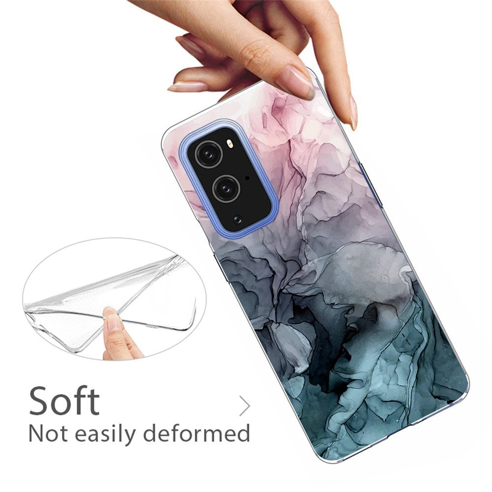 EIDERWOOD OnePlus 9 Pro Fleksibelt Plastik Cover m. Marmordesign - Blå / Lyserød / Sort