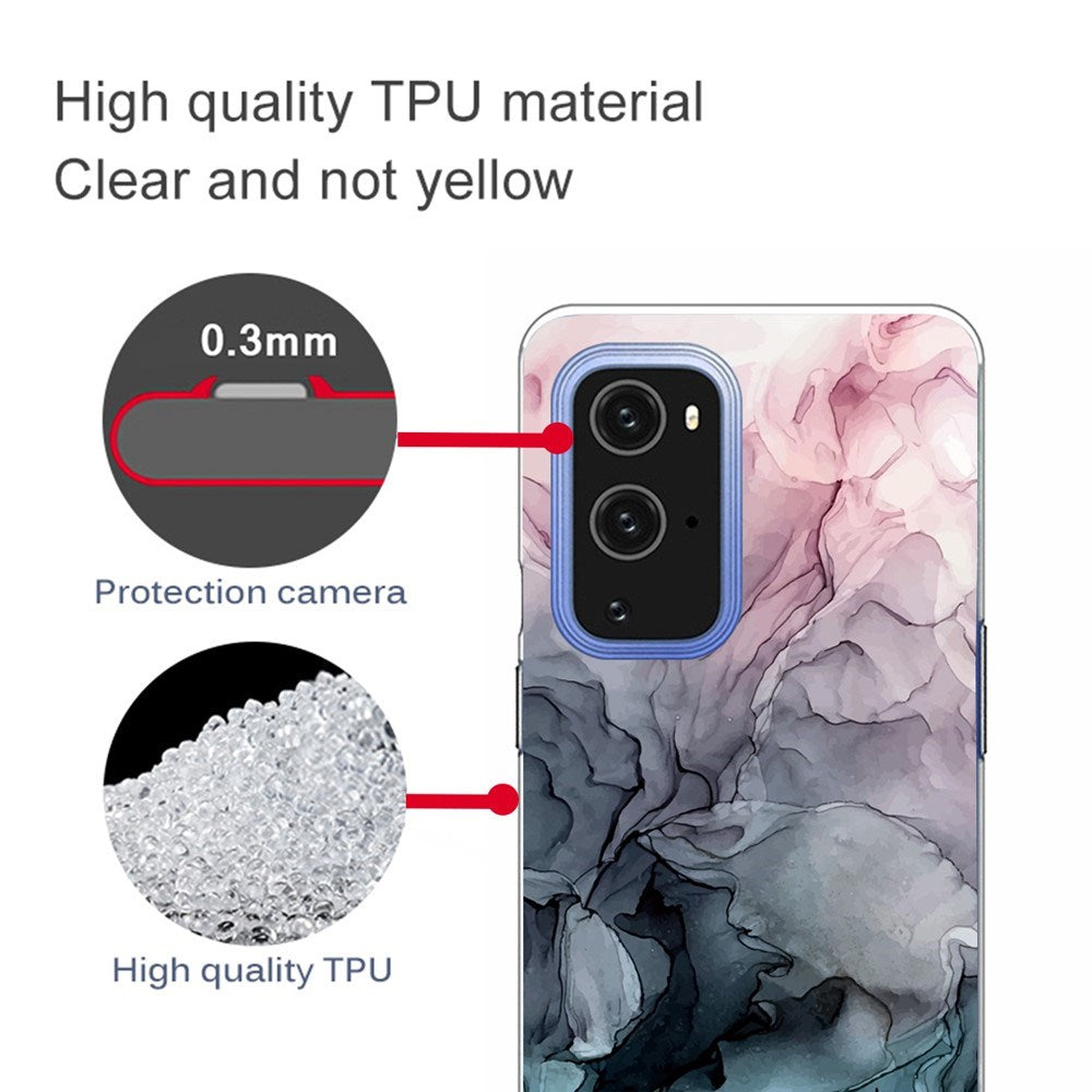 EIDERWOOD OnePlus 9 Pro Fleksibelt Plastik Cover m. Marmordesign - Blå / Lyserød / Sort