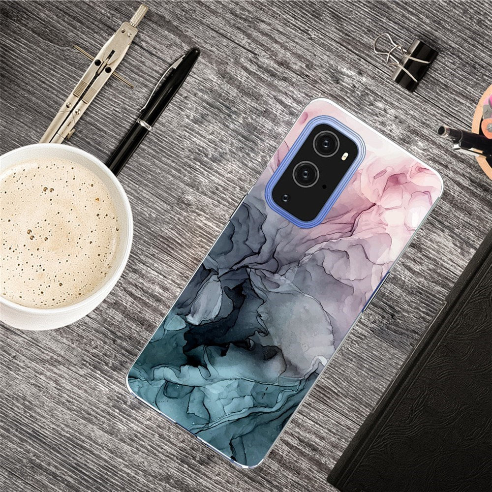 EIDERWOOD OnePlus 9 Pro Fleksibelt Plastik Cover m. Marmordesign - Blå / Lyserød / Sort