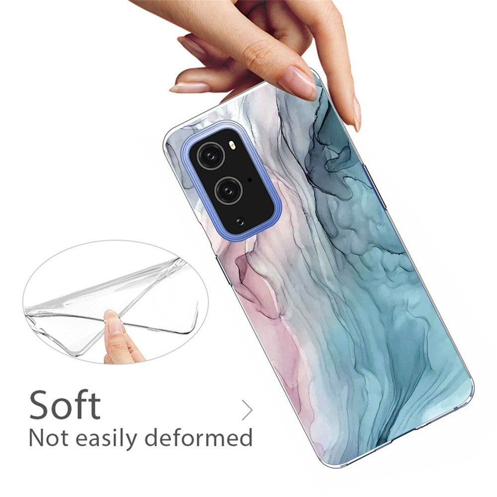 EIDERWOOD OnePlus 9 Pro Fleksibelt Plastik Cover m. Marmordesign - Blå / Lyserød