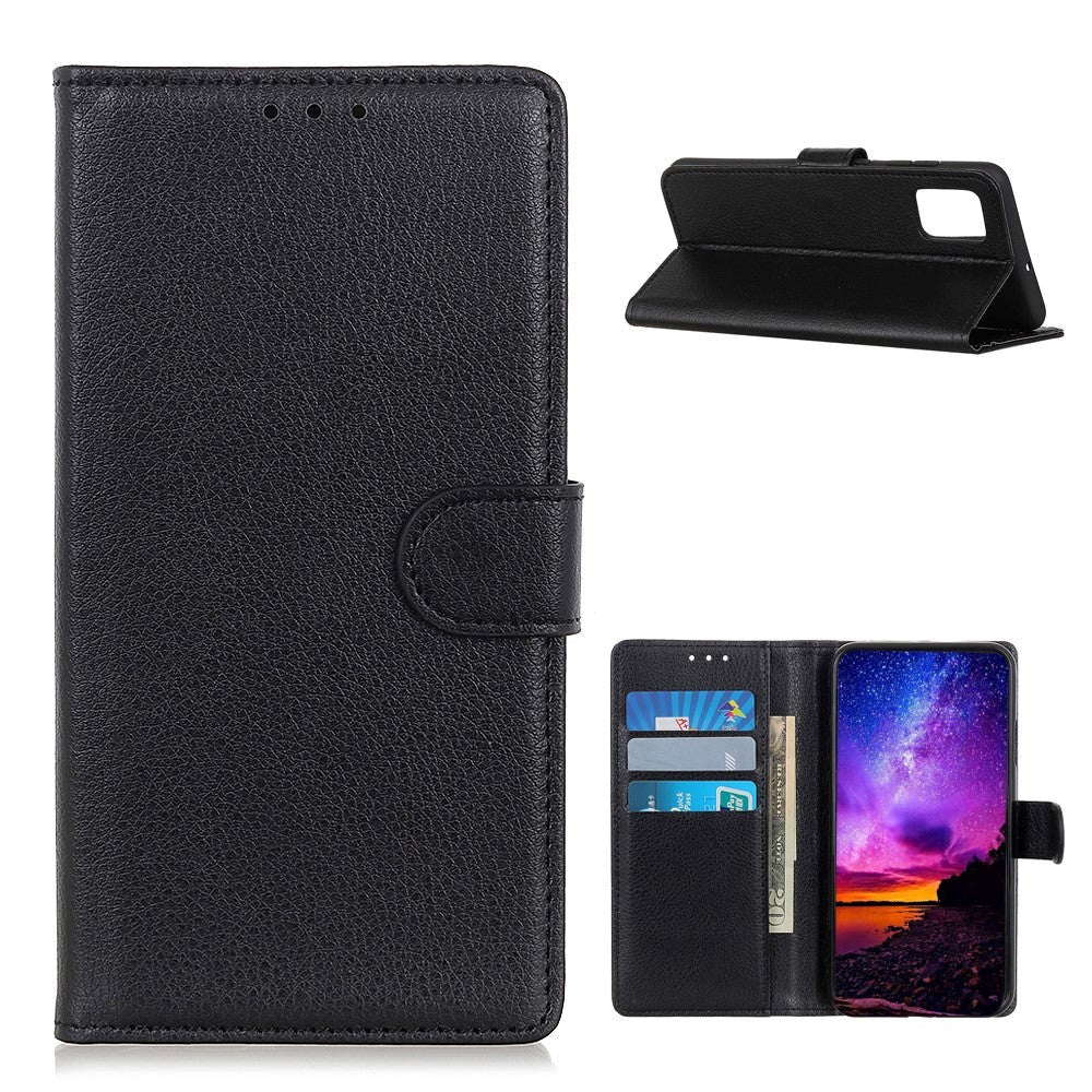 OnePlus 9 Litchi Læder Cover m. Pung - Sort