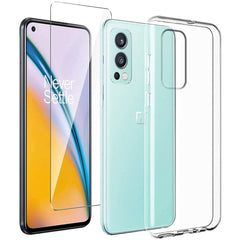 OnePlus Nord 2 (5G) Beskyttelsessæt Fleksibelt Plastik Cover + Glas Skærmbeskyttelse - Gennemsigtig