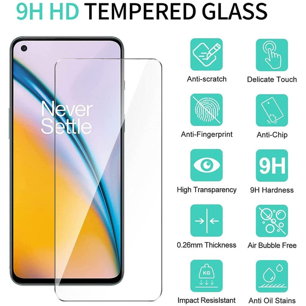 OnePlus Nord 2 (5G) Beskyttelsessæt Fleksibelt Plastik Cover + Glas Skærmbeskyttelse - Gennemsigtig