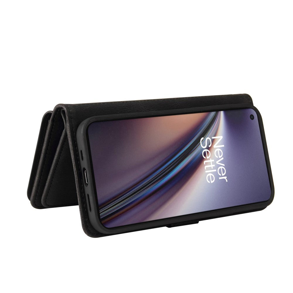 OnePlus Nord CE (5G) Læder Flip Cover m. Strop, Pung & 15 Kortholdere - Sort