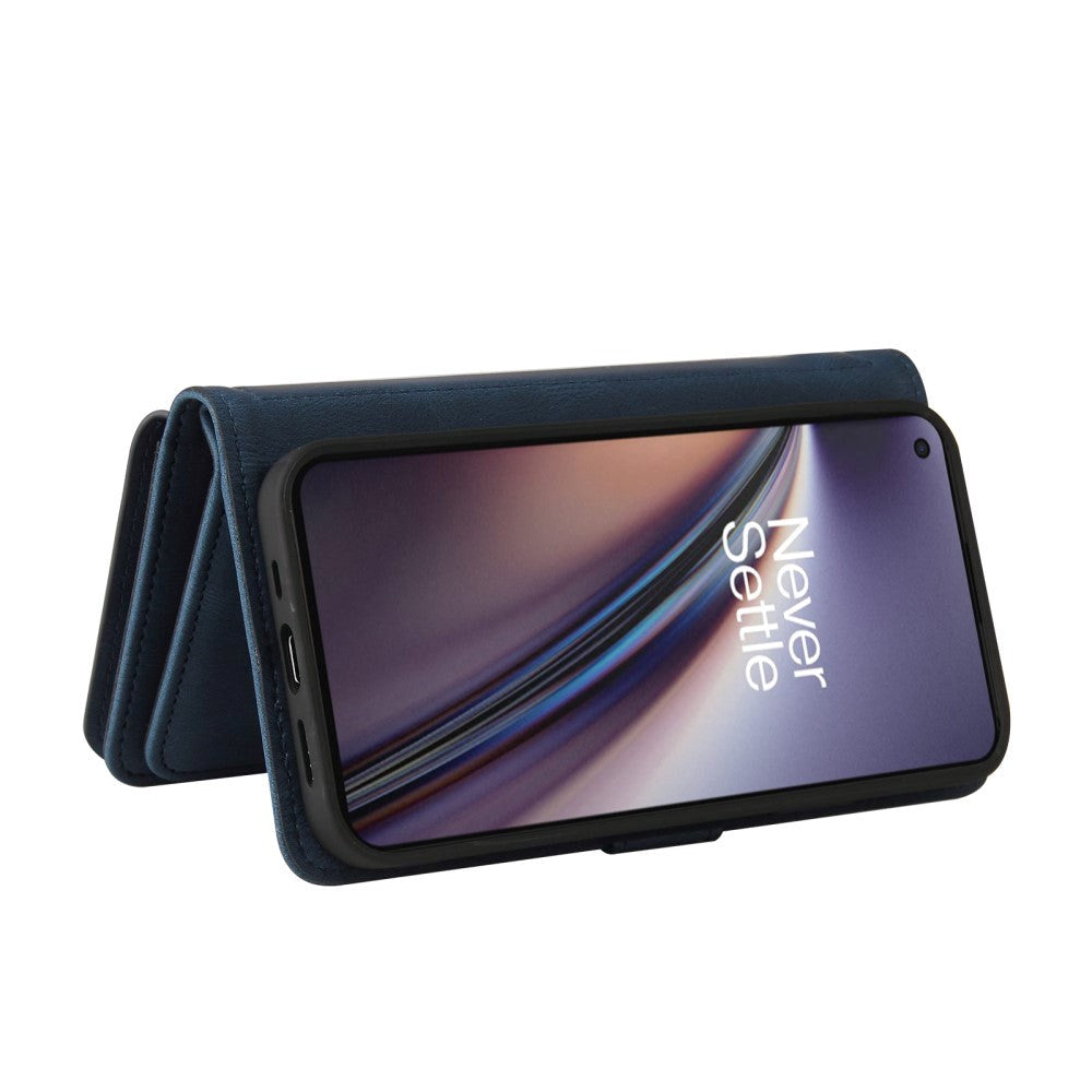 OnePlus Nord CE (5G) Læder Flip Cover m. Strop, Pung & 15 Kortholdere - Blå