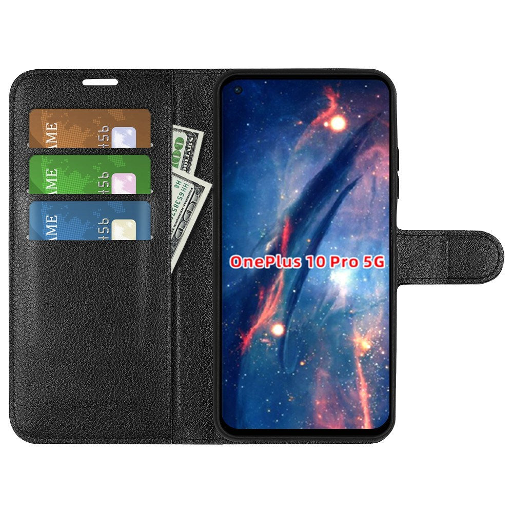 EIDERWOOD OnePlus 10 Pro Kunstlæder Flip Cover m. Kortholder & Ståfunktion - Sort
