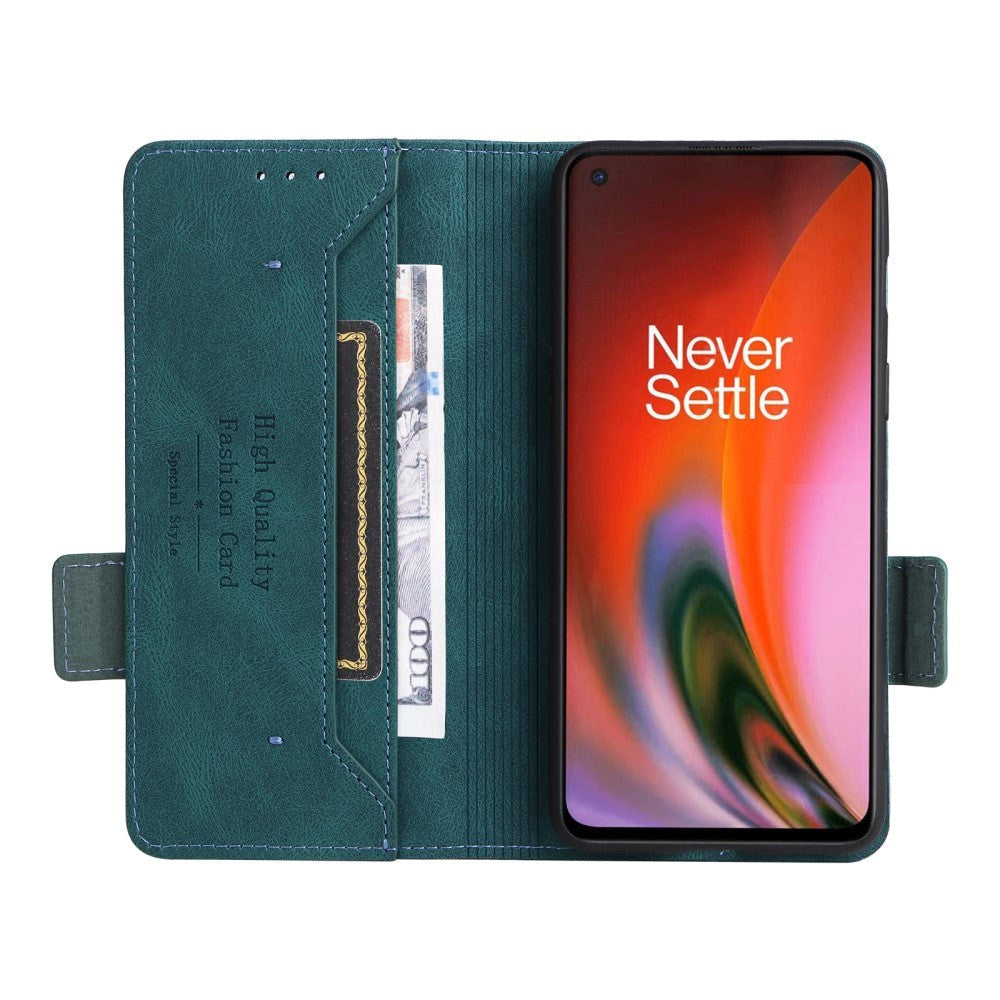 OnePlus Nord 2 (5G) Flip Cover m. Standerfunktion & Pung - Grøn