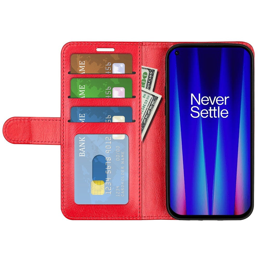 EIDERWOOD OnePlus Nord CE 2 (5G) Kunstlæder Flip Cover m. Kortholder & Ståfunktion - Rød