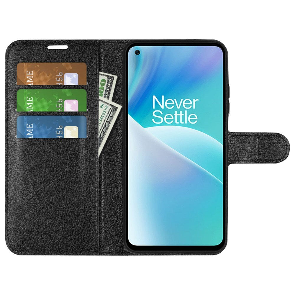 EIDERWOOD OnePlus Nord 2T (5G) Kunstlæder Flip Cover m. Kortholder & Ståfunktion - Sort