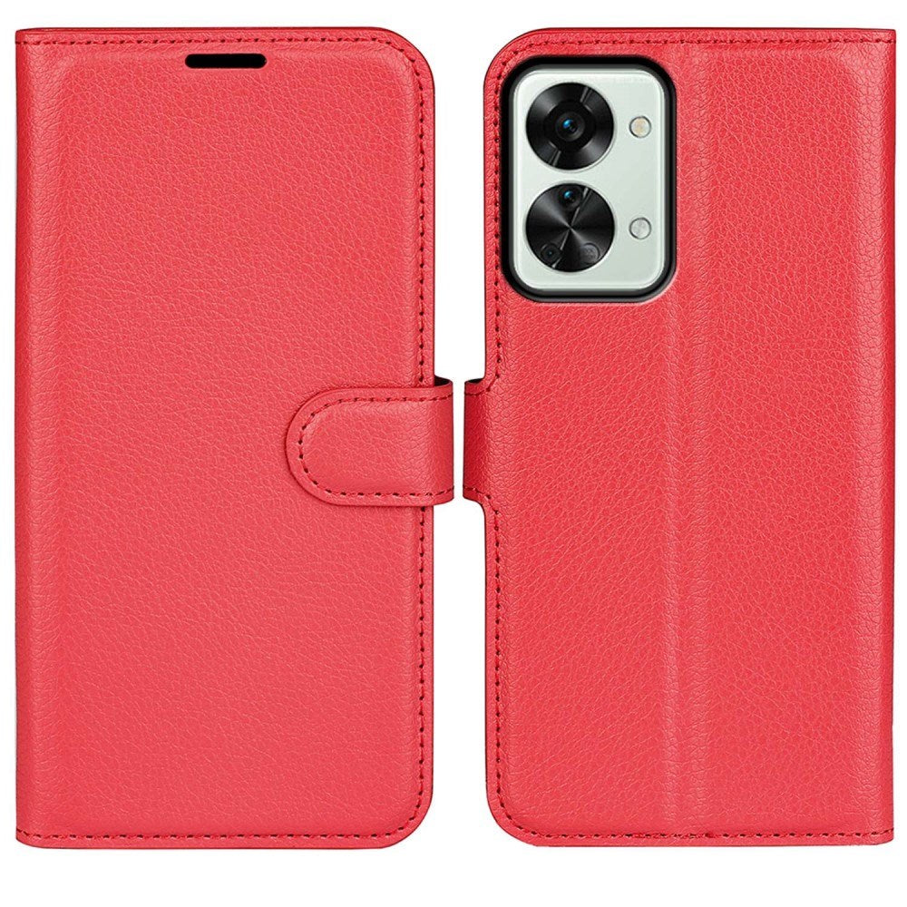 EIDERWOOD OnePlus Nord 2T (5G) Kunstlæder Flip Cover m. Kortholder & Ståfunktion - Rød
