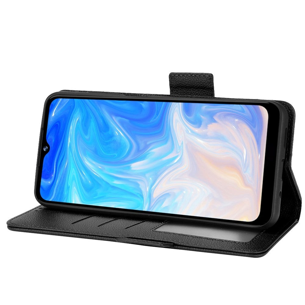 Doogee N40 Pro Litchi Læder Cover m. Pung - Sort