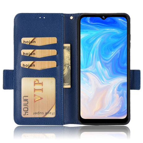 Doogee N40 Pro Litchi Læder Cover m. Pung - Blå