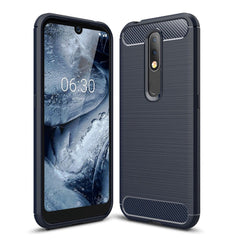 Nokia 4.2 Brushed Carbon Fiber - Fleksibelt Plastik Cover Mørkeblå