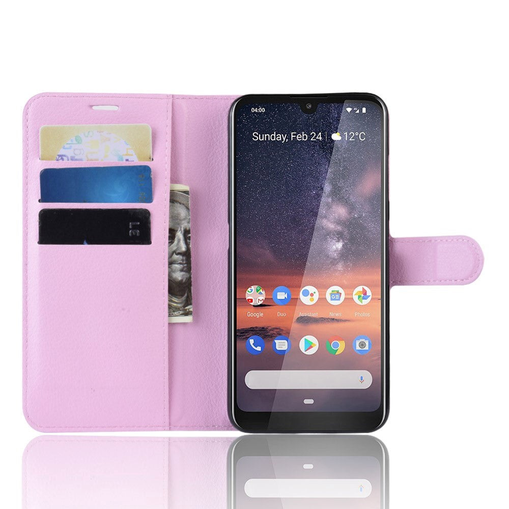 Nokia 3.2 Soft Pouch - Læder Cover m. Pung Lyserød