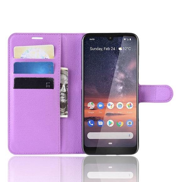Nokia 3.2 Soft Pouch - Læder Cover m. Pung Lilla