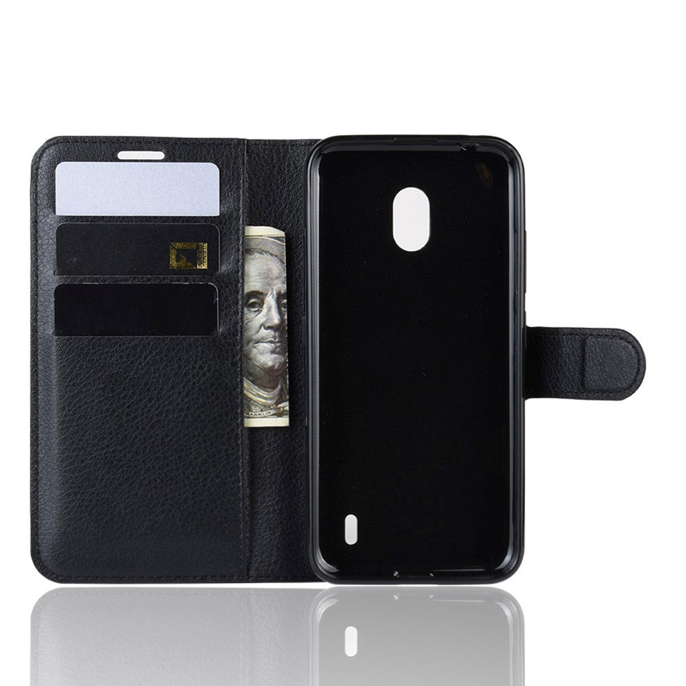 Nokia 2.2 Soft Pouch Læder Cover m. Pung Sort