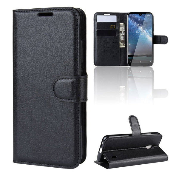 Nokia 2.2 Soft Pouch Læder Cover m. Pung Sort