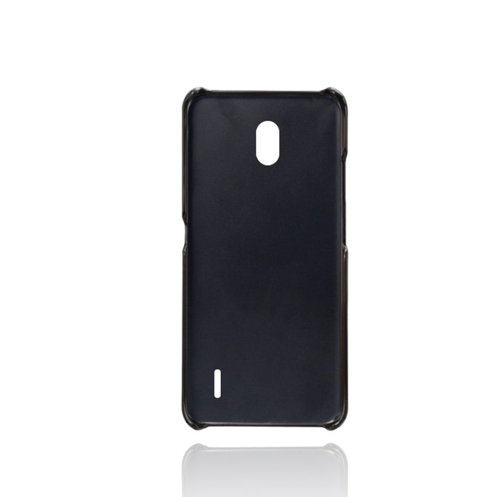 Nokia 2.2 Læderbetrukket Plastik Cover m. Kortlommer Sort