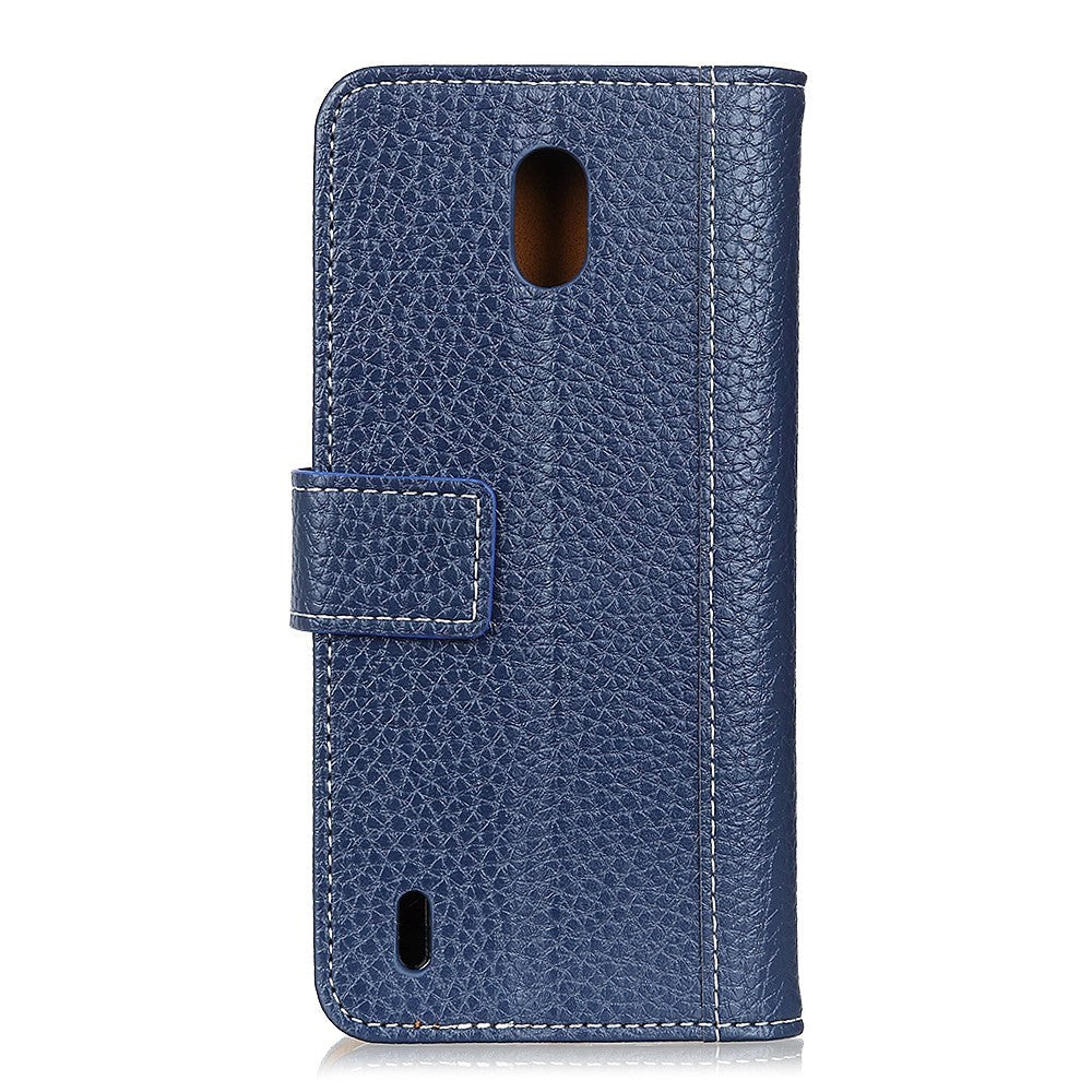 Nokia 1.3 Litchi Skin Læder Cover m. Pung - Blå