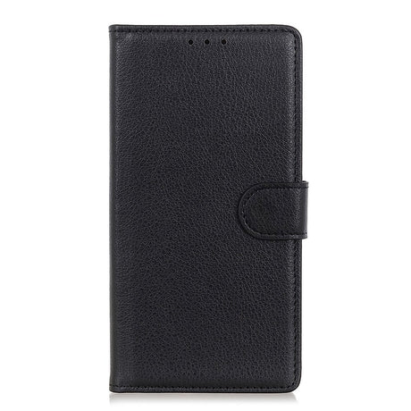 Nokia 1.3 Litchi Texture Læder Cover m. Pung - Sort