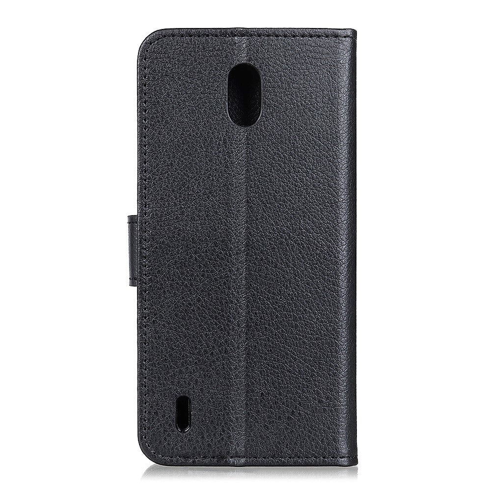 Nokia 1.3 Litchi Texture Læder Cover m. Pung - Sort