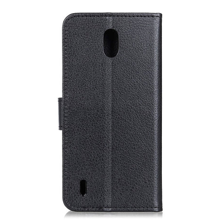 Nokia 1.3 Litchi Texture Læder Cover m. Pung - Sort