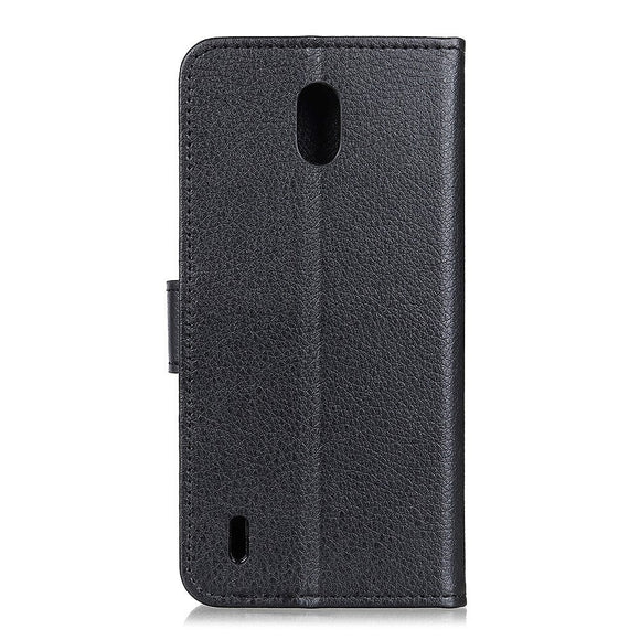 Nokia 1.3 Litchi Texture Læder Cover m. Pung - Sort
