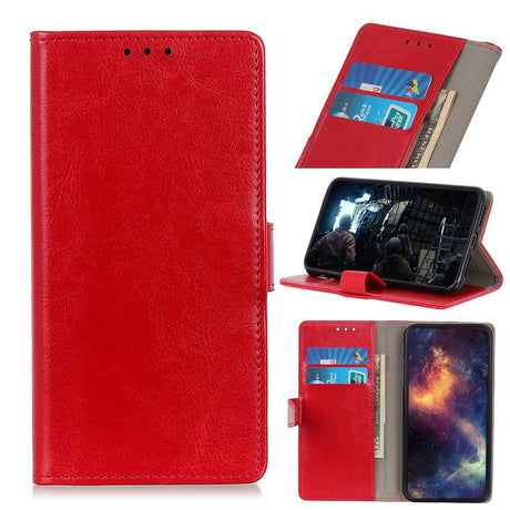 Nokia 1.3 Klassisk Læder Flip Cover m. Stander & Kortholder - Rød