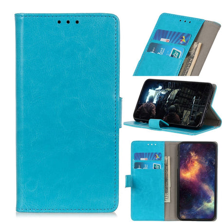 Nokia 1.3 Klassisk Læder Flip Cover m. Stander & Kortholder - Cyan