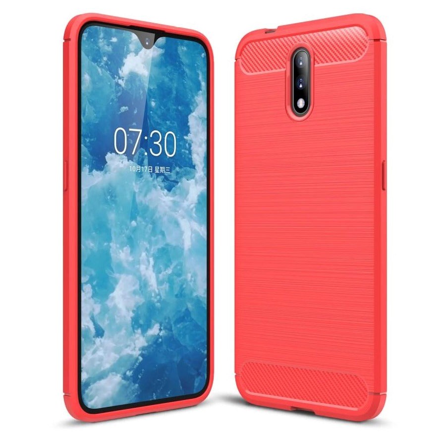 Nokia 2.3 Brushed Carbon Fibre Plast Cover Rød