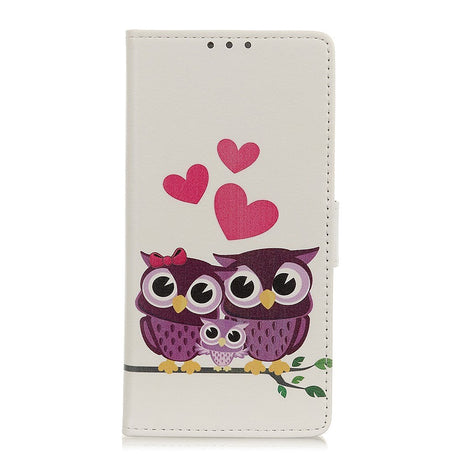 Nokia 5.3 Læder Cover m. Pung - Ugle Familie