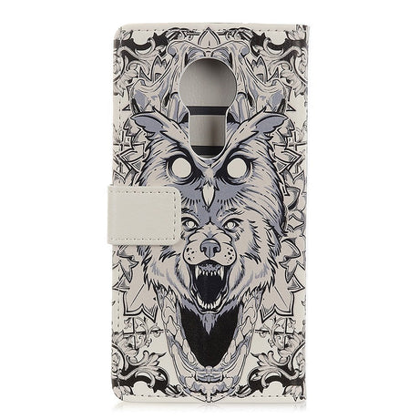 Nokia 5.3 Læder Cover m. Pung - Abstrakt Ugle og Ulv