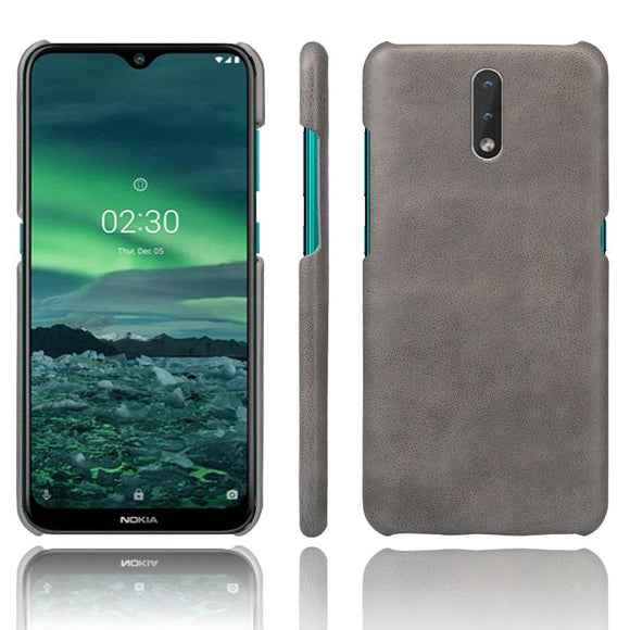 Nokia 2.3 Læderbetrukket Plastik Cover - Grå