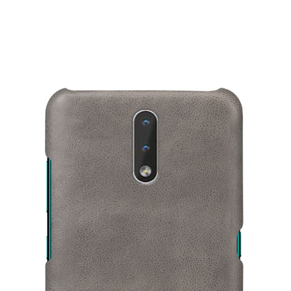 Nokia 2.3 Læderbetrukket Plastik Cover - Grå