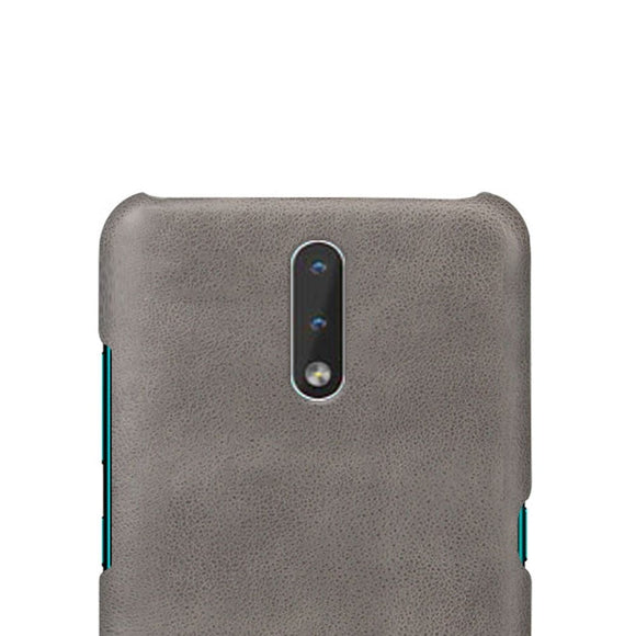 Nokia 2.3 Læderbetrukket Plastik Cover - Grå