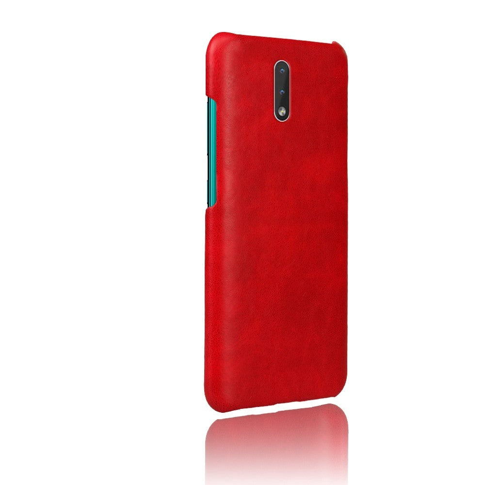 Nokia 2.3 Læderbetrukket Plastik Cover - Rød