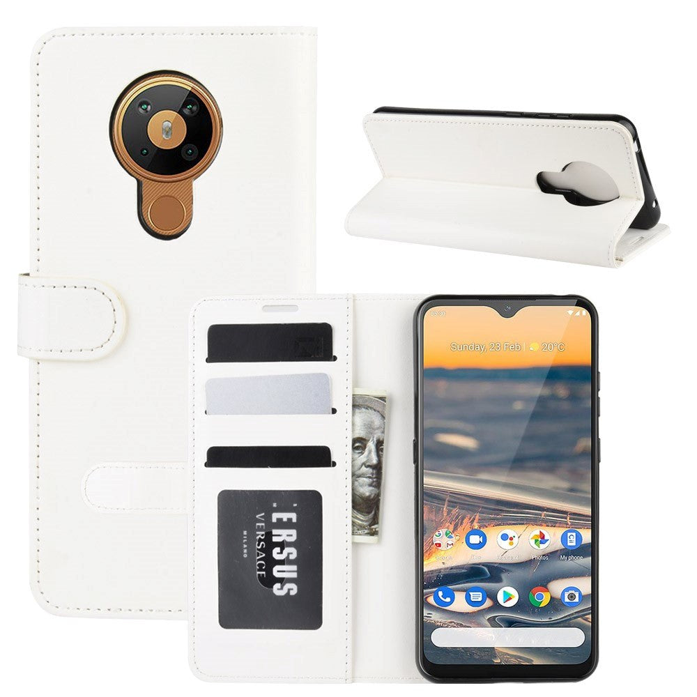 Nokia 5.3 Blankt Læder Cover m. Pung Hvid